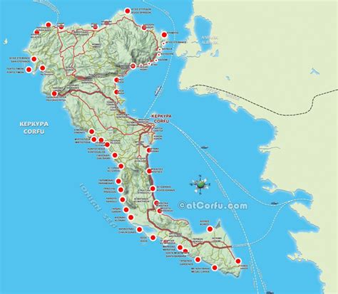 corfu beach map